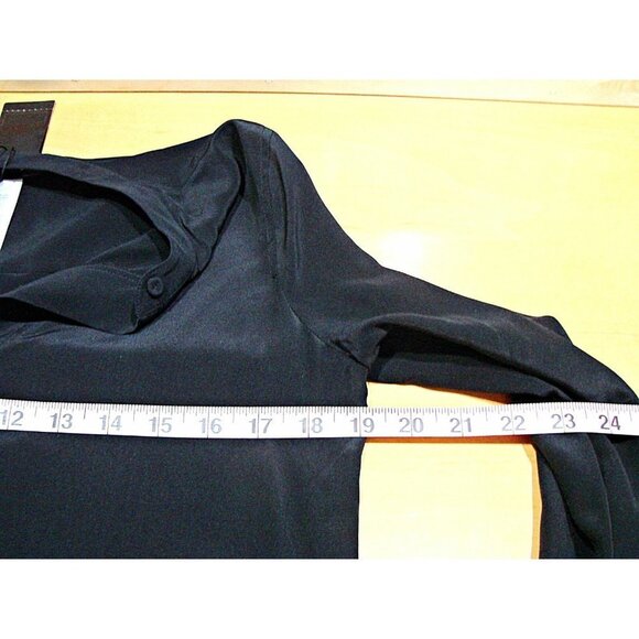 BCBGMaxazria Womens Silk Black Long Sleeve High Low Blouse Shirt Top Sz XXS NWT - Picture 10 of 12
